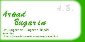 arpad bugarin business card
